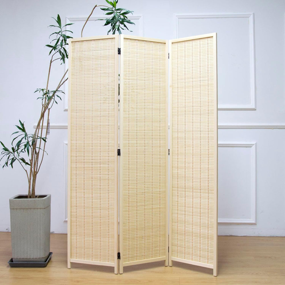 Furnnylane 3 Panel Room Divider and Folding Panel Screen,Bamboo Panel Divider...