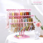 POVETIRE Headband Holder Stand Storage for Baby, 3 Tier Wooden Bow Organizer for Girls Hair Bows, Infant Hair Accessories Rack Display for Nursery Decor
