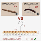 Belt Hanger for Closet Max 42 Belts, 2-in-1 Wall Mount Belt Organizer with 360° Rotating Hooks, Wooden Tie and Belt Rack for Closet Accessories Organizers and Storage, 12+11 Storage