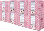 WISELIFE Storage Bags 8 Pack/100L Large Blanket Clothes Organization and Storage Containers for Comforters,Bedding, Foldable Organizer with Reinforced Handle, Clear Window, Sturdy Zippers,Pink