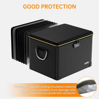 Fireproof Document Box,Hard Case File Organizer with Fireproof Zipper&Threads,Non-Foldable Filing Cabinet with Lock, Portable Office Safe Box Storage for Hanging Letter Folder,Valuables,Black