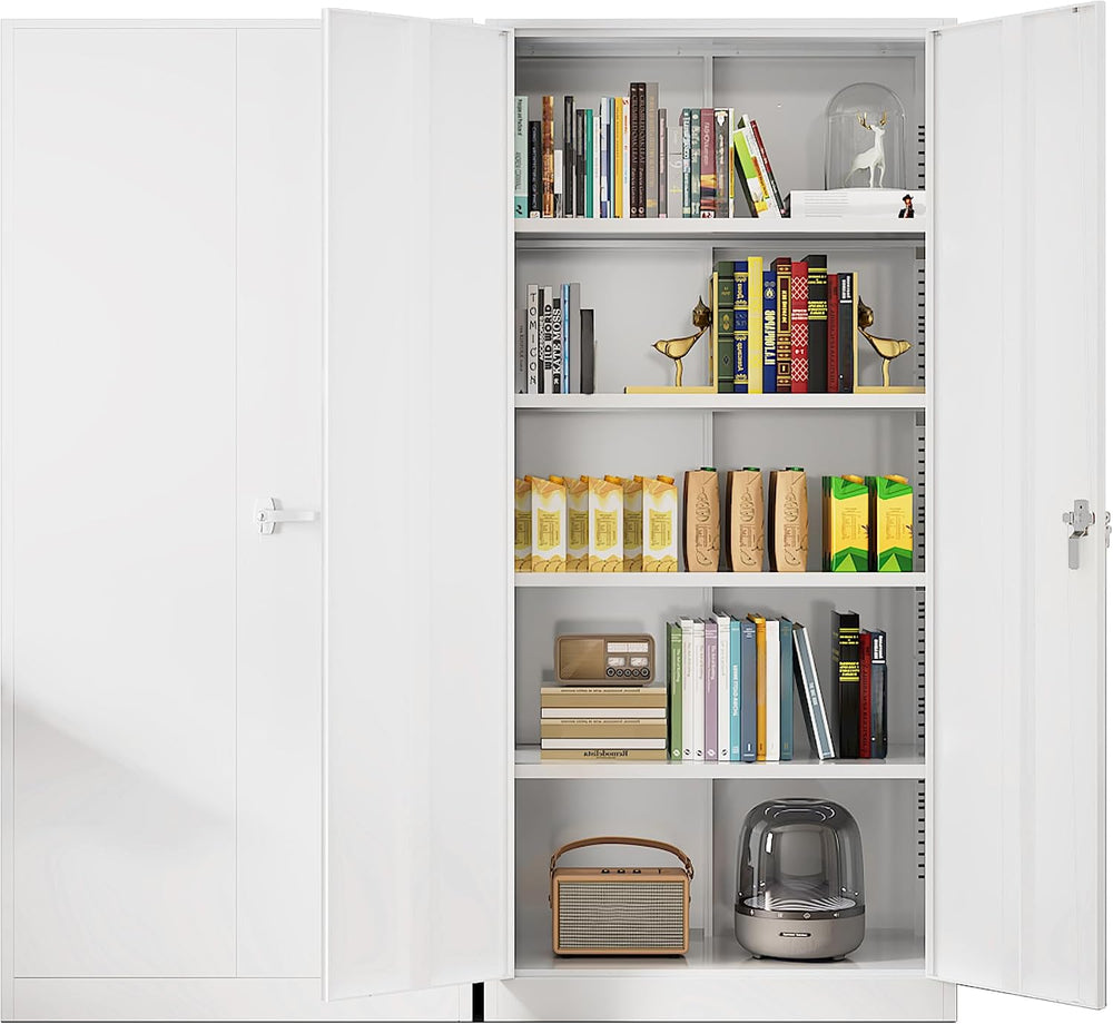 Greenvelly Metal Lockable Storage Cabinet, 72” Tall Storage Cabinet with 2 Do...