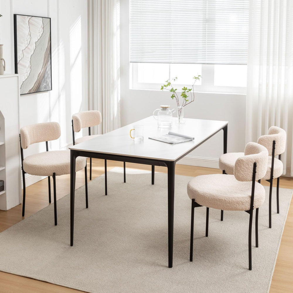 Riknuxi Boucle Dining Chairs Set of 4, Upholstered Dining Room Chairs Beige |...