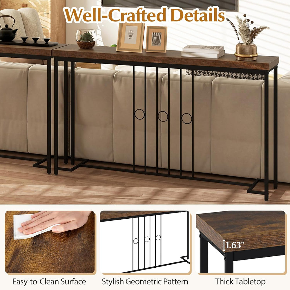 Giantex Industrial Console Table, 55" Narrow Entryway Table with H-Shape...