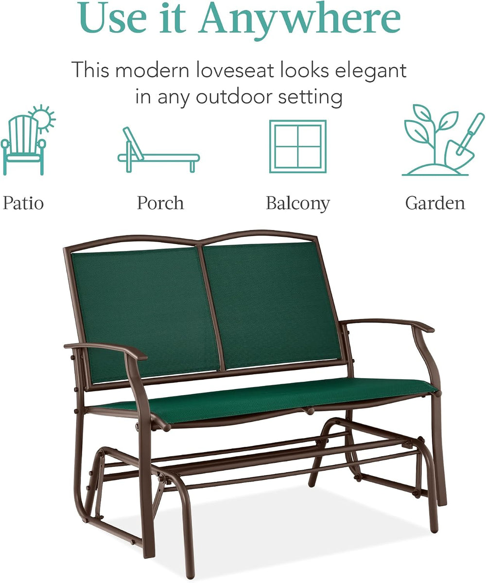 Best Choice Products 2-Person Outdoor Patio Swing Glider Steel Bench Loveseat...