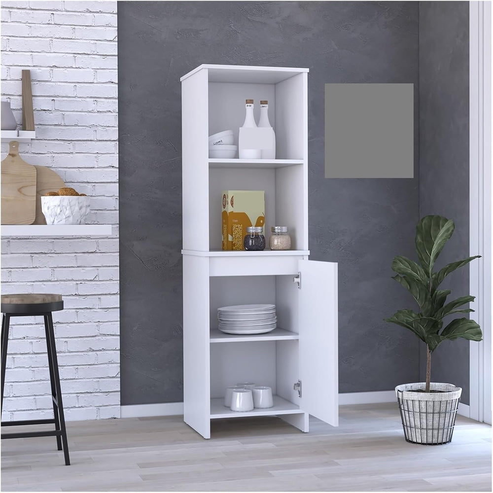 Kitchen Pantry, Two External Shelves, Single Door Cabinet, Two Interior Shelv...