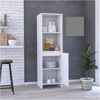 Kitchen Pantry, Two External Shelves, Single Door Cabinet, Two Interior Shelves White,for Kitchen
