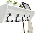 WEBI Wall Shelf with Hooks Underneath,24” Long Wall Mounted Coat Rack with Shelf,Entryway Coat Rack with 4 Triple Hooks for Hanging Coats,Jacket,Hallway,Bedroom,Mudroom,White