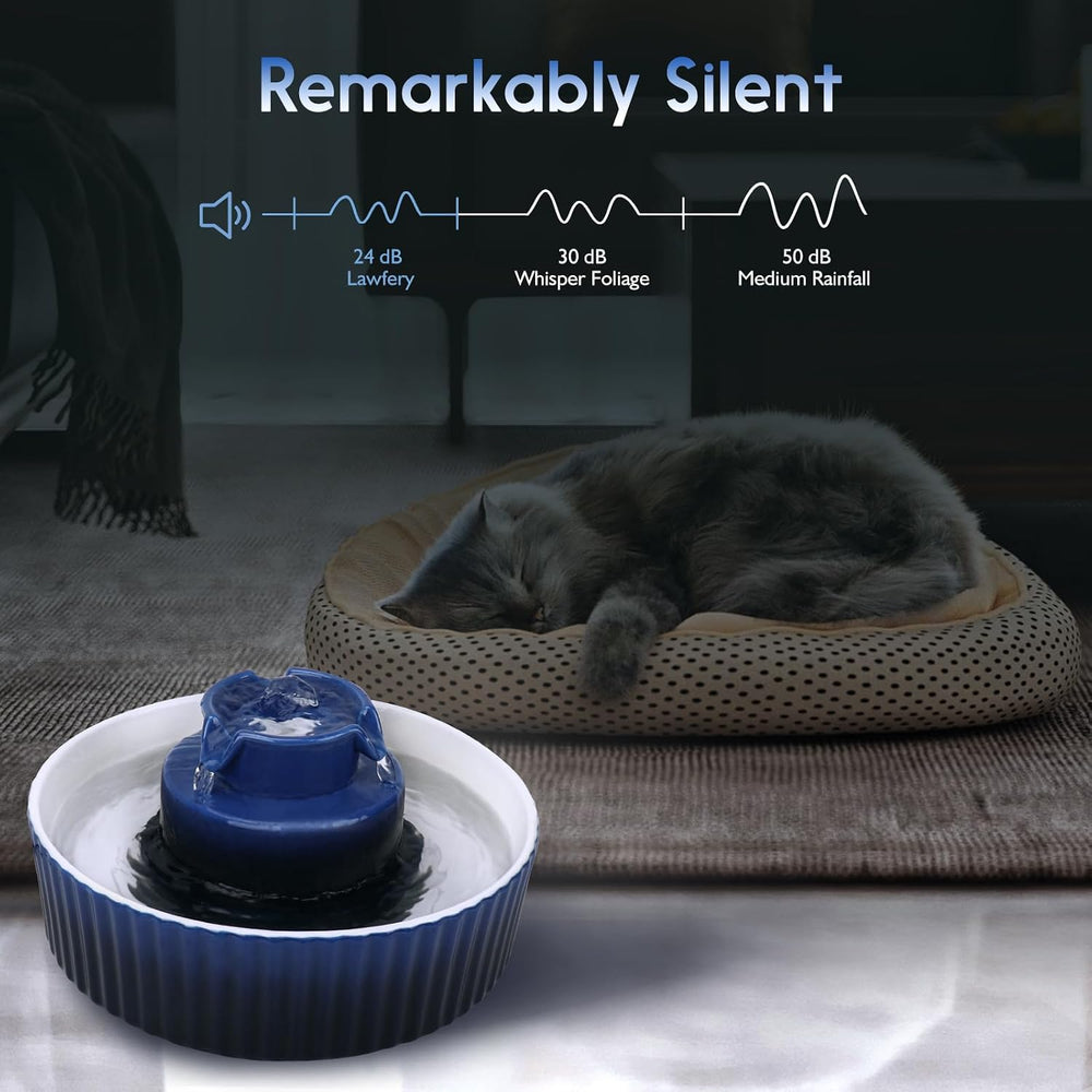 Lawfery Ceramic Cat Water Fountain, 2.1L/71oz Cupcake Pet Fountain
