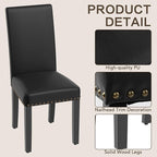 LSSBOUGHT Dining Chairs Set of 2, Modern Dining Room Chair,Upholstered Pu Leather Kitchen Chair with Vintage Copper Nail for Restaurant & Cafe(Black,2pcs)