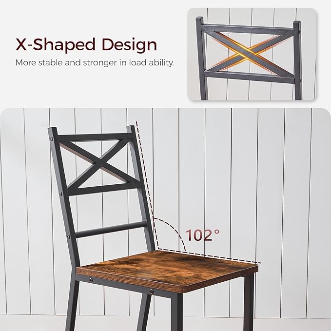 Dining Chair Set of 2, Rustic Wooden Kitchen Chairs with Backrest, Farmhouse ...