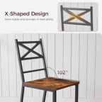 Dining Chair Set of 2, Rustic Wooden Kitchen Chairs with Backrest, Farmhouse Dining Chairs for Kitchen, Industrial Style Chair with Metal Frame, Easy Assembly, Rustic Brown TBHR1001