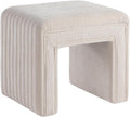 Get Set Style Vanity Stool Chair,Modern Linen Ottoman Foot Stool with Wooden Legs Sofa Bench Footstool Extra Seat for Vanity,Makeup Room,Living Room,Entryway,Office (Fully Assembled) (Beige)
