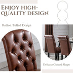 PU Leather Dining Chairs Set of 2, Farmhouse Upholstered Kitchen & Dining Room Chairs Modern Accent Side Chairs Parsons Chairs for Bedroom/Living Room/Resturant, Brown