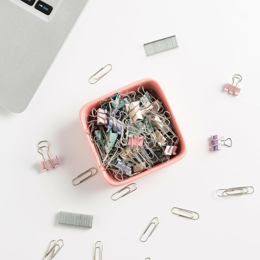 Ceramic Paper Clip Holder for Desk Cute Binder Holder Paperclip Holders for Office Paper Clips Dispenser Organizer desk décor (pink)