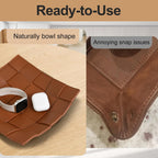 Valet Tray PU Leather Key Holder Bowl for Men Entryway Table Nightstand Desk Tray for Wallet, Keys Men's Gift - Brown & Black, 9.8" L x 9.8" W x 2" H