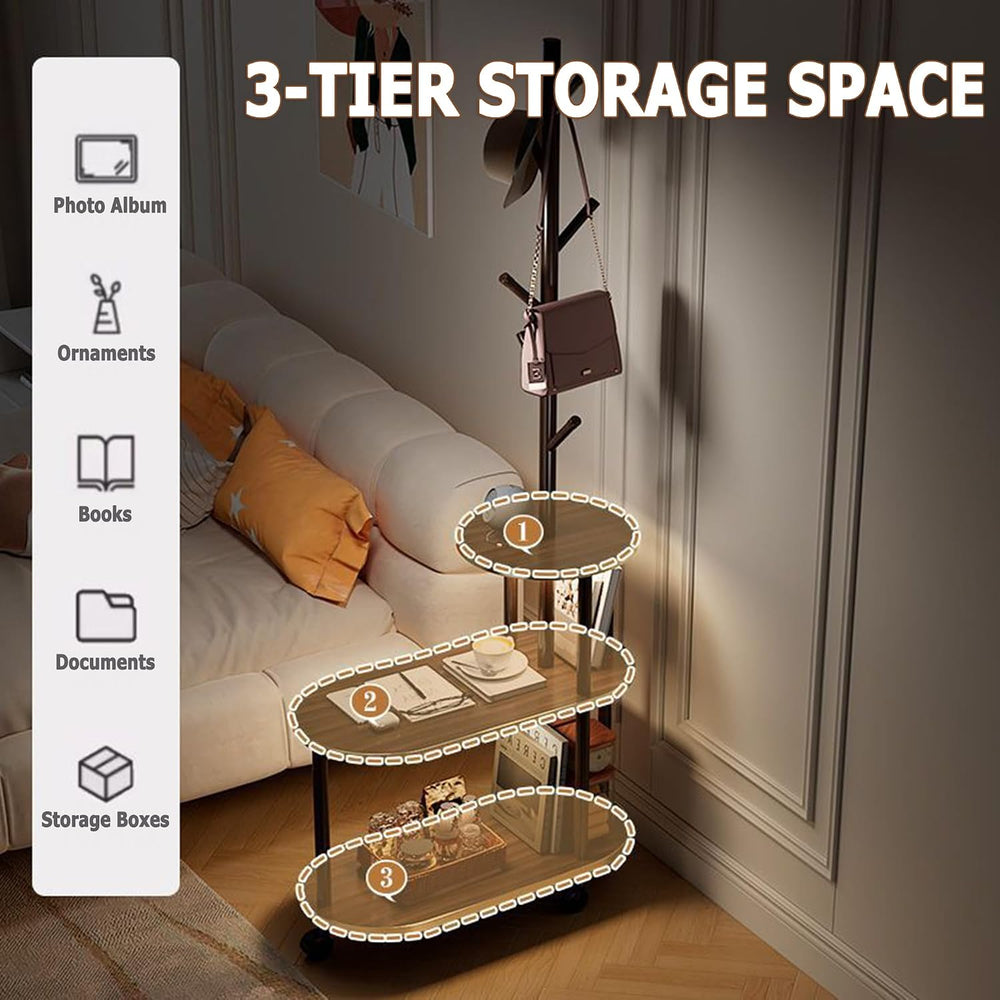 360° Swivel Side Table for Small Spaces End Table with 3-Tier Storage 66&quot...