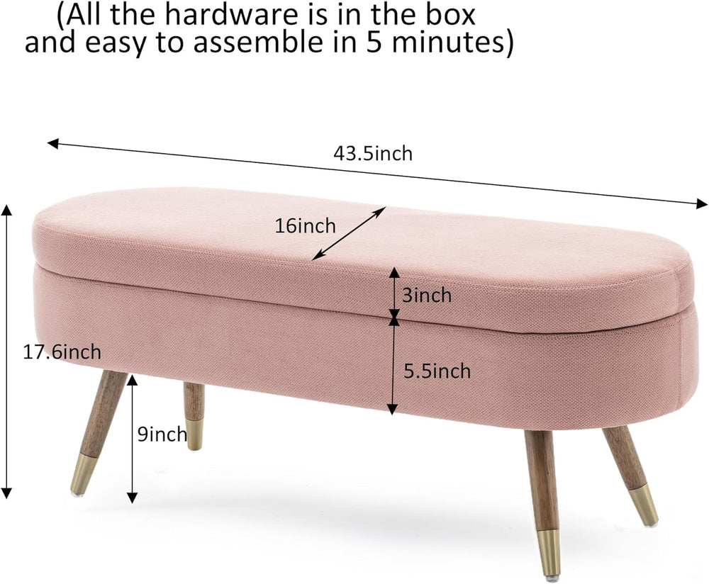 IAFIKE Oval Storage Bench 43.5" Ottoman Bench Upholstered Boucle Fabric ...