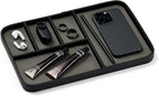Nordik Leather Valet Tray - Large EDC Tray - Pebble Black (11.8 x 7.9 in) | Premium Vegan Leather with Two-Toned Design, Includes Five Compartments, Giftable, Catchall Tray for Keys Watch and Jewellery