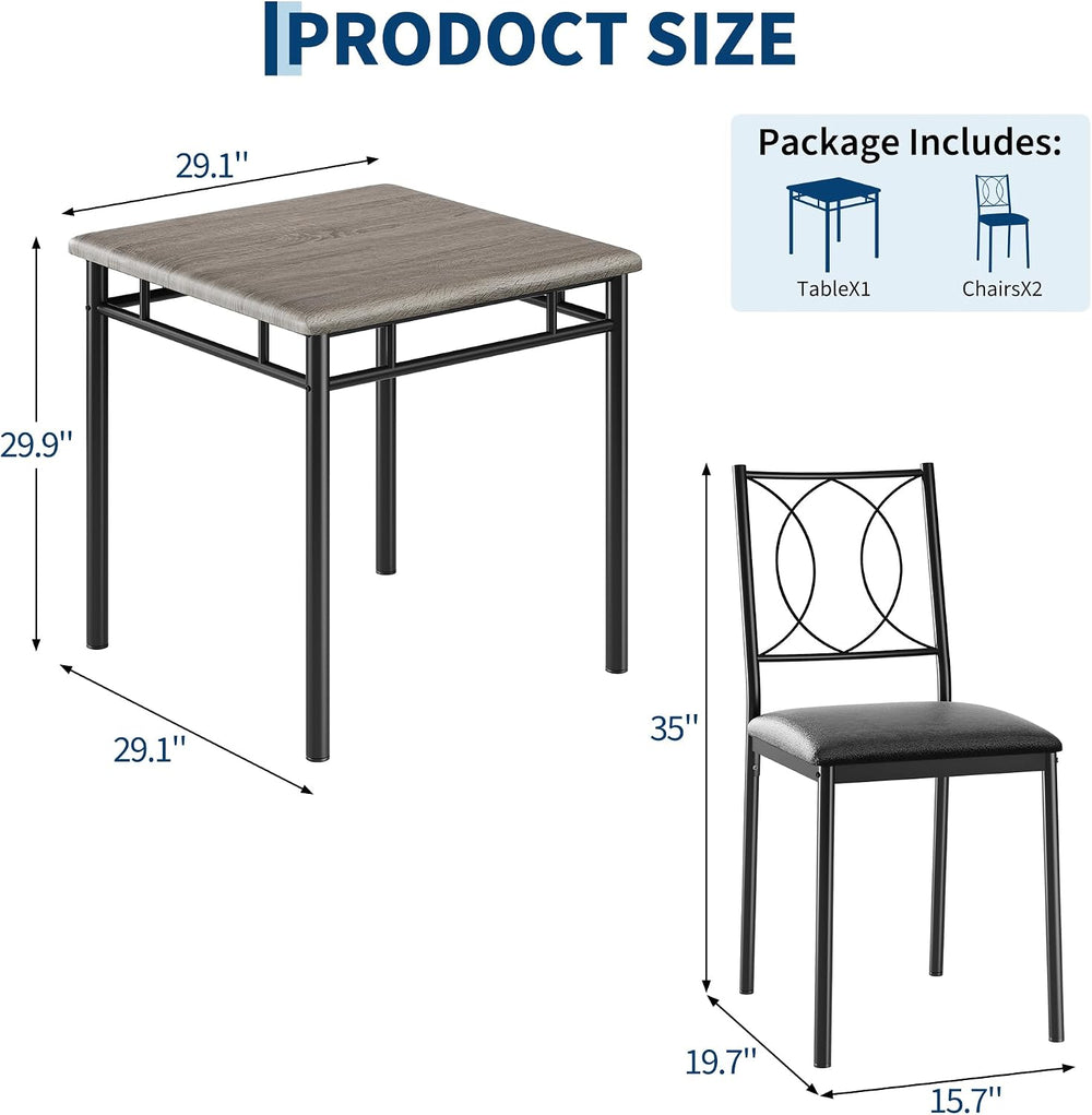 Garvee Dining Table Set for 2, Small Kitchen Table with Upholstered Chairs | ...
