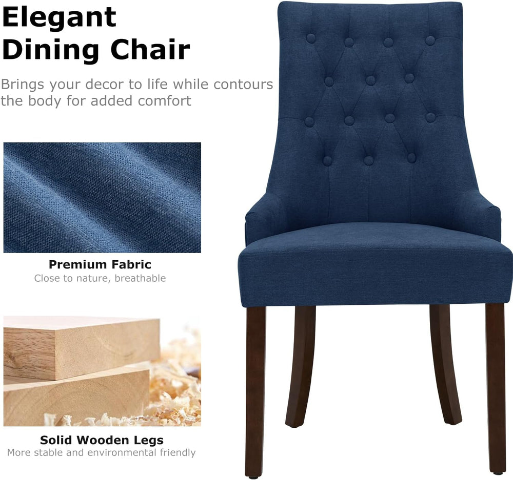 COLAMY Wingback Upholstered Side Dining Room Chairs Set of 4, Fabric Dining C...