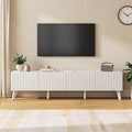 70.9” TV Stand for TVs up to 70,TV Console with Two Storage Compartments, Modern Entertainment Center with 6 Supporting Legs and Grooved Drawer Fronts, TV Stand for Living Room, Bedroom, White