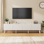 70.9” TV Stand for TVs up to 70,TV Console with Two Storage Compartments, Modern Entertainment Center with 6 Supporting Legs and Grooved Drawer Fronts, TV Stand for Living Room, Bedroom, White
