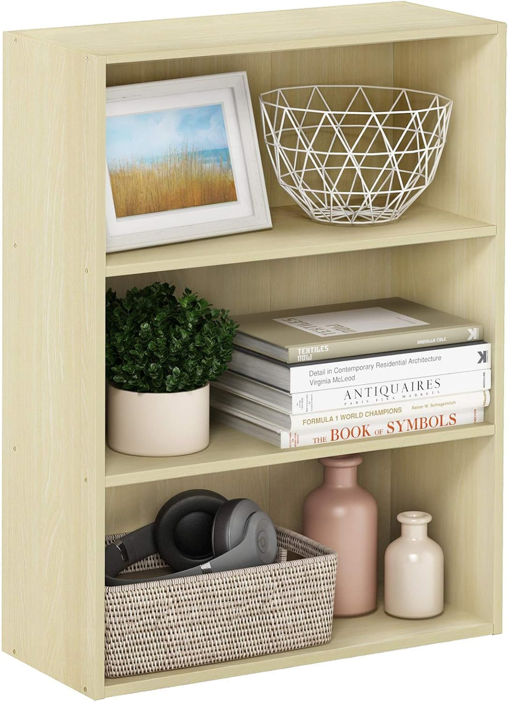 Furinno PASIR Book Shelf, 3-Tier Bookshelf, Storage Shelves Bookcase, 9.7 x 2...
