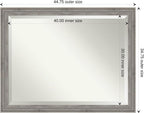 Amanti Art Grey Wall Mirror 35x45 Regis Barnwood Grey Rectangle Bathroom Mirror for Wall Decor Living Room, X-Large Rustic Farmhouse Wood Frame, Hangs Horizonally and Vertically, Bathroom Decor