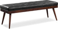 POLY & BARK Napa Luca Leather Bench, Onyx Black