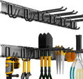 Garage Wall Organizer Wall Mount, 48inch Heavy Duty Garden Tool organizer Storage System, Easy Install With 6 Adjustable Hooks, For Garage, Basement, Shed, Workshop(Black)