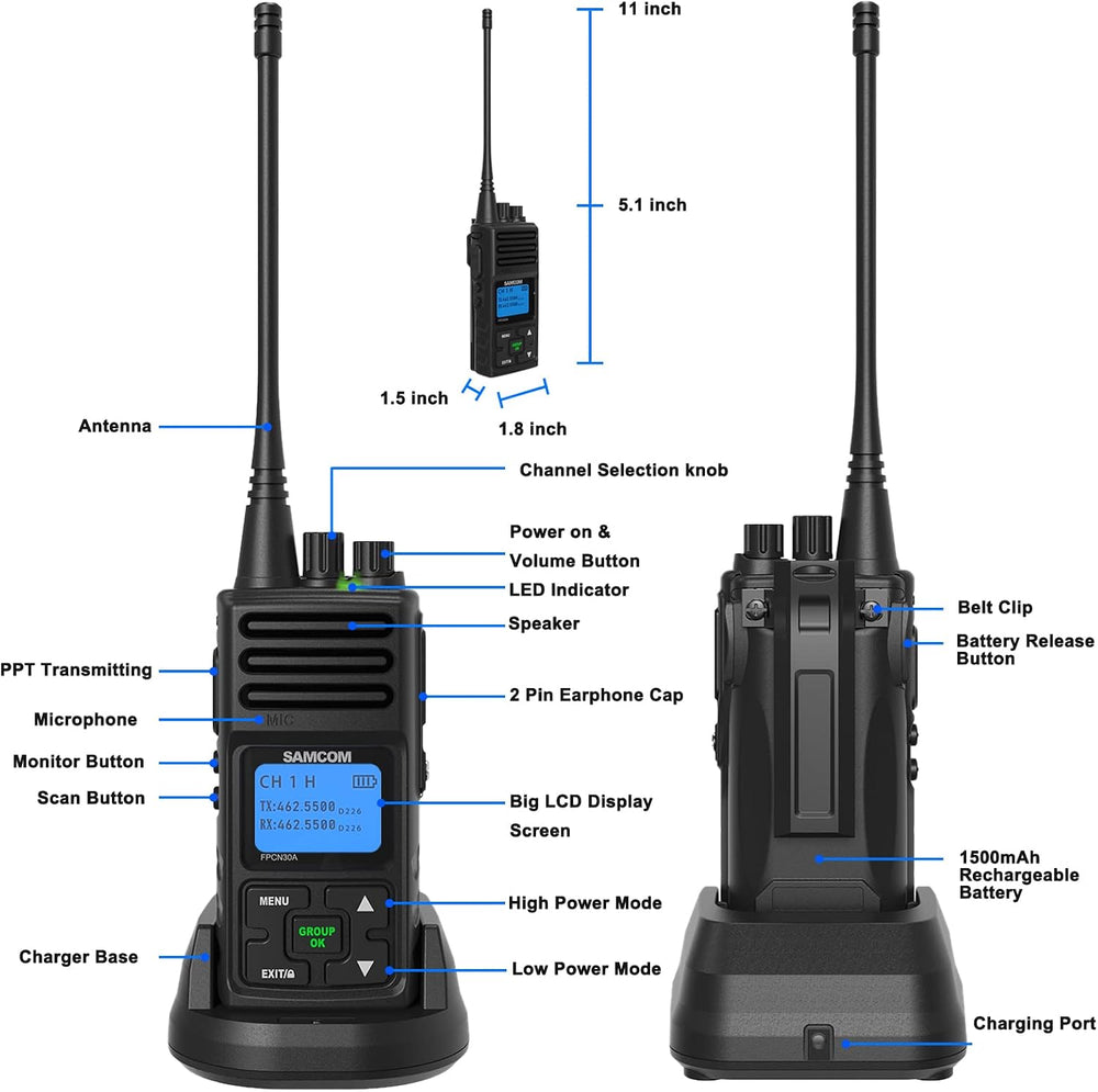 FPCN30A Radios Walkie Talkies Long Range with Speaker Mic 4 Packs