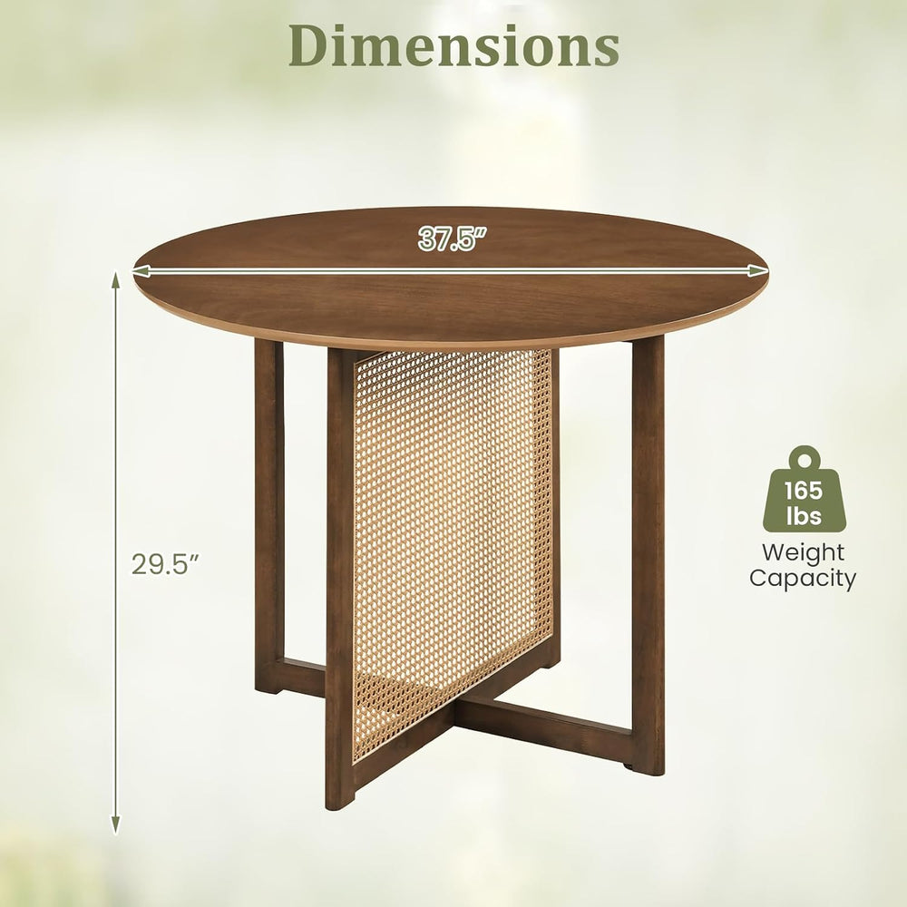 Giantex 37.5" Round Dining Table for 2-4, Farmhouse Kitchen Table with S...