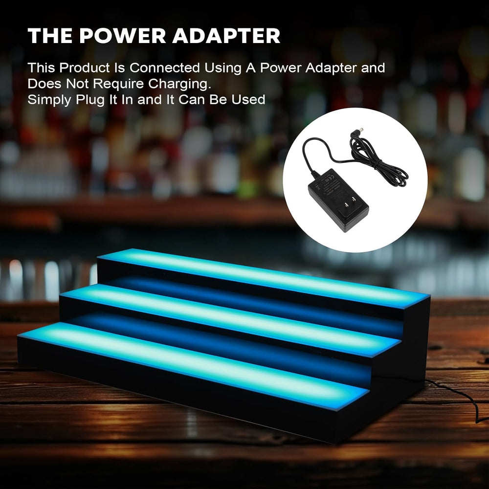 Dollate 3 Tier 24 Inch LED Lighted Liquor Bottle Display, LED Tabletop Wine S...