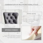 Leather Dining Chair Set of 4, Dining Room Chairs with Nailhead Ring Pull Trim, Upholstered Dining Chairs with Solid Wood Legs for Kitchen Dining Room (Grey)
