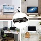 Monitor Riser - Wooden Desktop Organizer Shelf - Desktop Organizer With Drawer - for Laptop Printer PC TV Screen Pen Home Dorm Hotel Restaurant Apartment