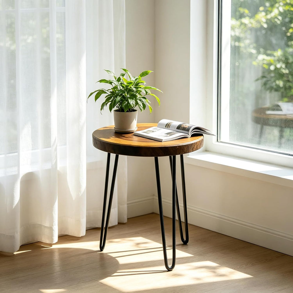 Live Edge End Table, About 15-18" W x 17" H Natural Edge Camphor Wo...