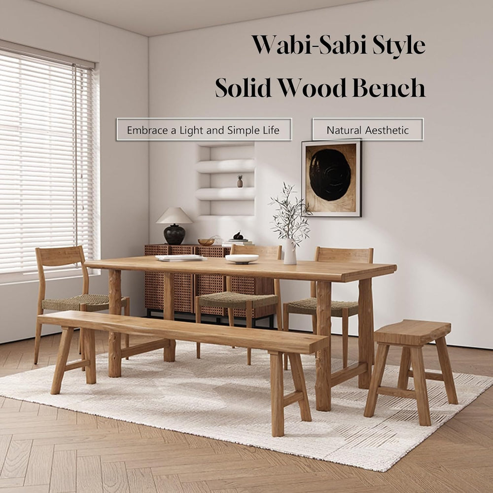 Farmhouse Wooden Bench, Long Rustic Indoor Storage Bench for Entryway, Narrow...