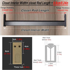 Square Closet Rods-Cuttable, Removable-Heavy Duty Black Wardrobe Rods and Brackets-Commercial, 12 16 18 24 28 30 60 72 In-Suitable for.Laundry.Home.Hotel.Clothing Store (Black,32in)