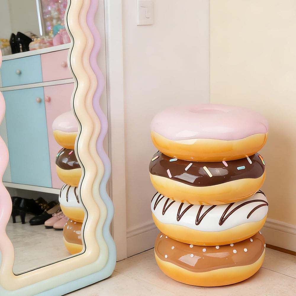 Cynkeyee Donut Shape Foot Stool - 18 Inch Doughnut Chair | Resin Simulated Fo...