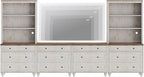 WAMPAT Entertainment Center with Bookshelves for TVs up to 75", Farmhouse Wall Unit TV Stand with Drawers, Media Console Table for Living Room, Bedroom & Home Theater, Rustic White