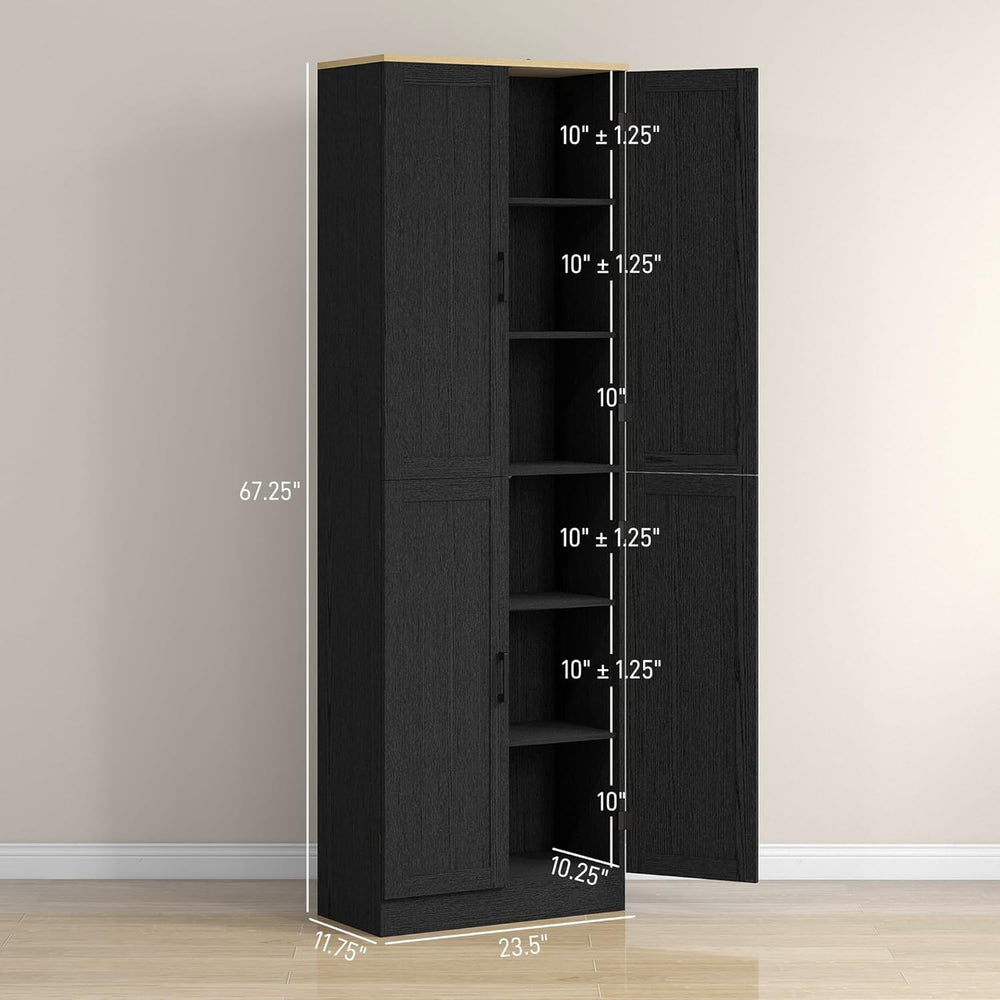 HOMCOM 67" Freestanding Kitchen Pantry, 4-Door Storage Cabinet Organizer...