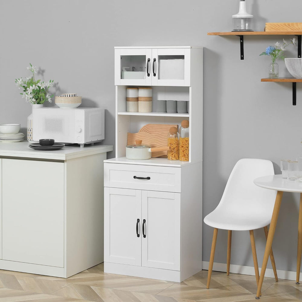 HOMCOM 63.5 Inches Freestanding Kitchen Pantry, 4-Door Buffet Cabinet with Hu...
