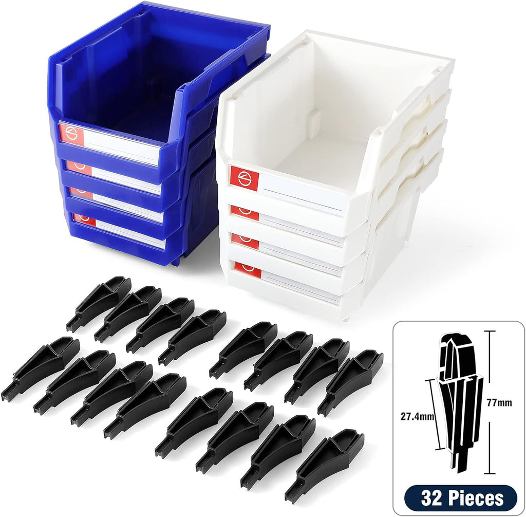 Pe&Hui Storage Organizer Bins,Wall Mount Storage Parts Rack,Stackable Shop Tool Bins for store Screws,Small Parts,Office Supplies and other Accessories (8Pack Blue&White) …