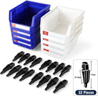 Pe&Hui Storage Organizer Bins,Wall Mount Storage Parts Rack,Stackable Shop Tool Bins for store Screws,Small Parts,Office Supplies and other Accessories (8Pack Blue&White) …