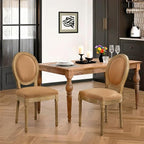 French Country Dining Chairs Set of 2,Farmhouse Upholstered Dining Room Chairs with Round Back and Solid Leg,Fabric Kitchen Side Chairs for Kitchen/Bedroom/Dining Room,Tan