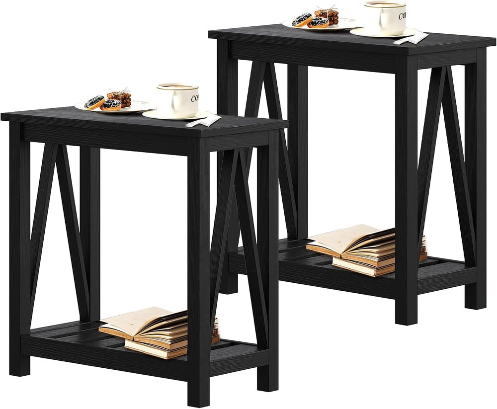 ChooChoo Farmhouse End Table Set of 2, Narrow Side Table
