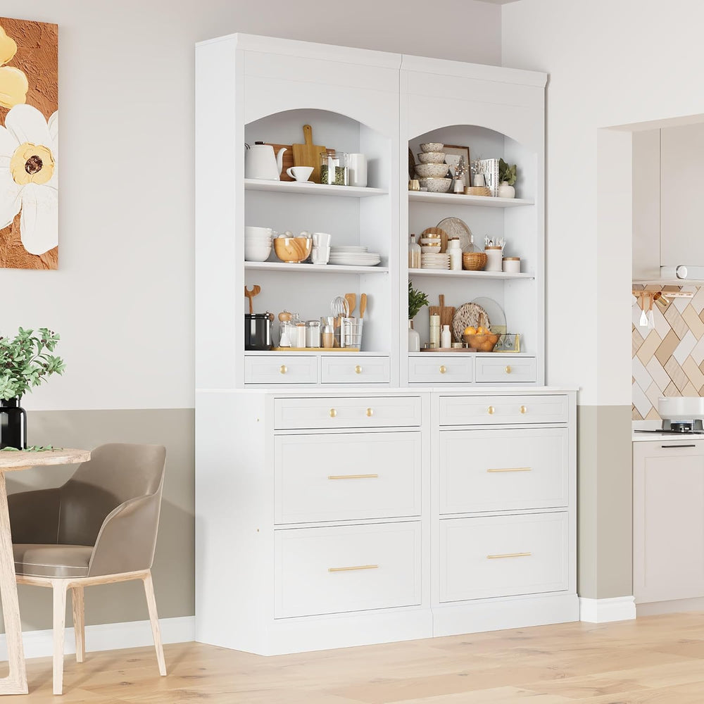 Mirightone 83.7Inch Tall Kitchen Pantry Cabinet, Corner Cabinet with 5 Storag...