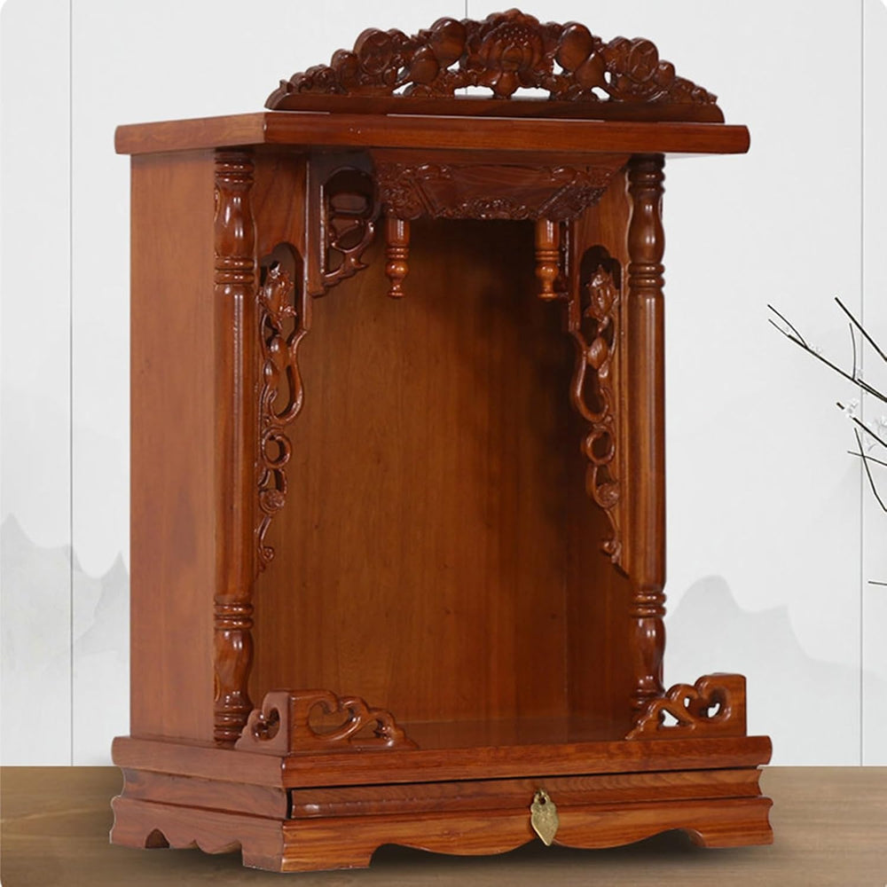 Household Wood Cabinet Personal Shrine Table with Pull-Out Storage Panel Chin...