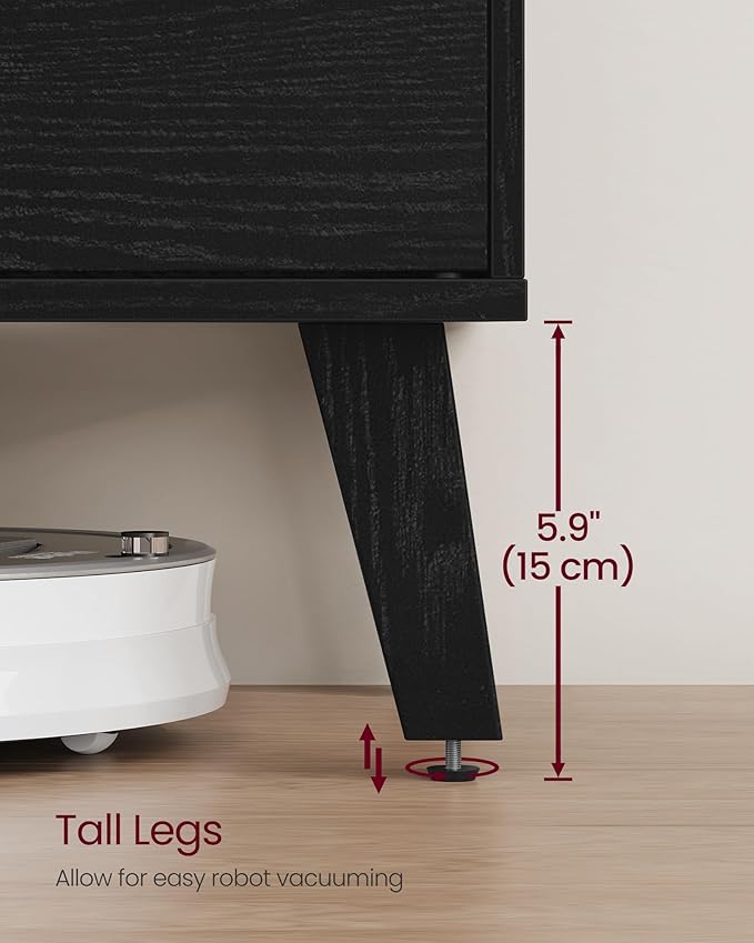 VASAGLE TV Stand for 65-Inch TVs, Entertainment Center with Adjustable Shelf, 58-Inch Long Media Console Table, Transitional Style, for Living Room, Bedroom, Ebony Black ULTV556B01